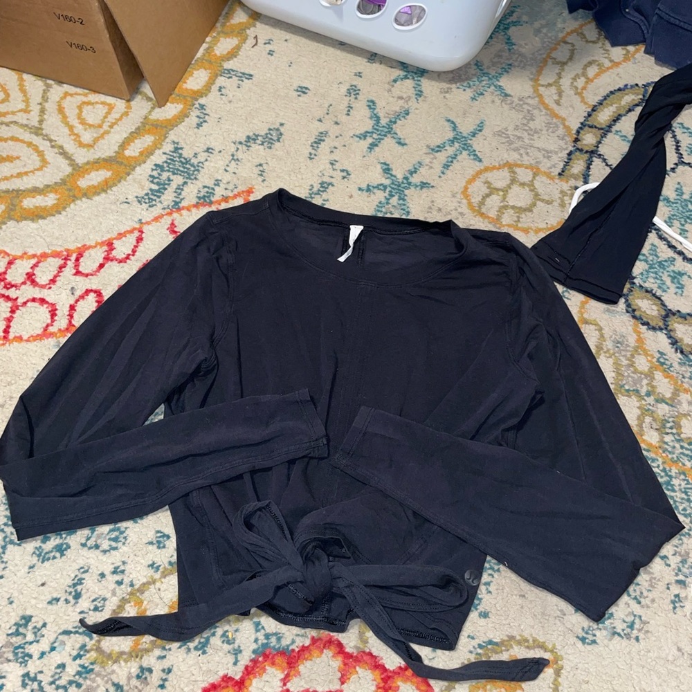 Black Lululemon long sleeve workout top